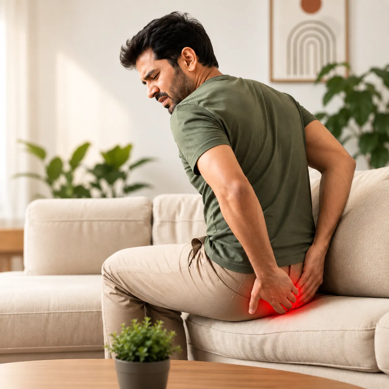Illustration of an anal fissure and homeopathic treatment approach.