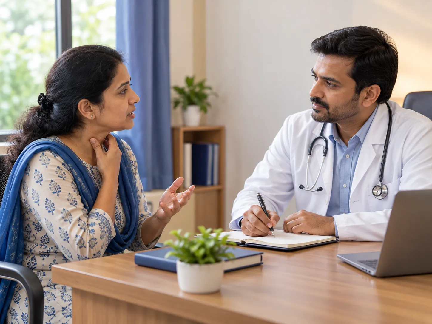 A homeopathy doctor in consultation with a patient at Asian Homeocare